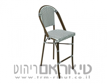 כסא בר דמוי ראטן צבע שחור לבן